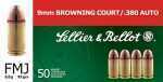 380 ACP 50 Rounds Ammunition Sellier & Bellot 92 Grain Full Metal Jacket